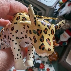 Cow Parade Leopard Print Cow Christmas Tree Ornament.